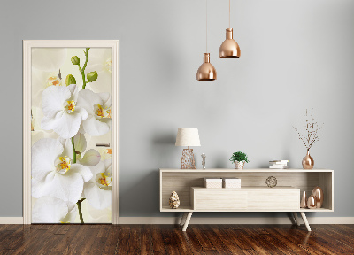 Papel de parede em porta orquídea branca