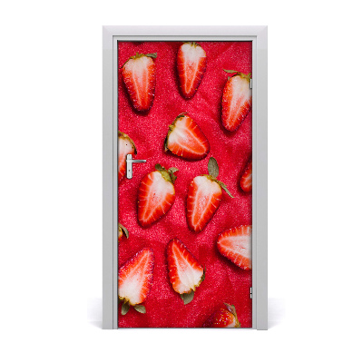 Papel de parede em porta Morangos