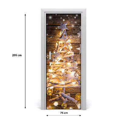 Papel de parede em porta Árvore de Natal brilhante