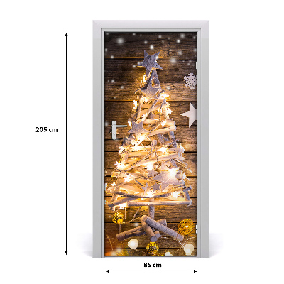 Papel de parede em porta Árvore de Natal brilhante