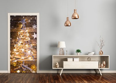 Papel de parede em porta Árvore de Natal brilhante