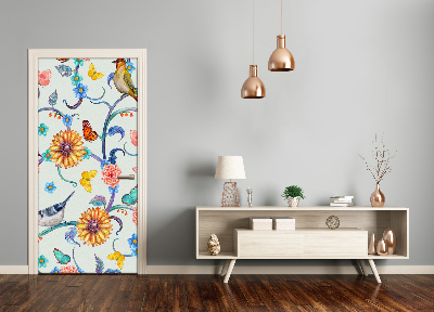 Autocolante para porta borboletas flores