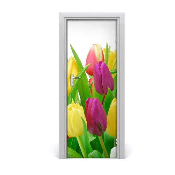 Papel de parede em porta Flores tulipas