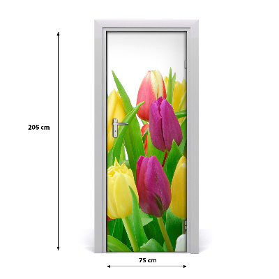 Papel de parede em porta Flores tulipas