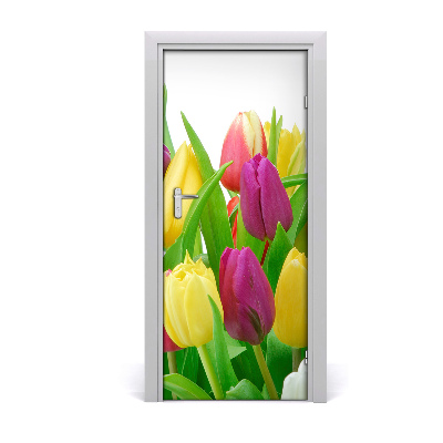 Papel de parede em porta Flores tulipas