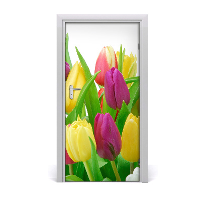 Papel de parede em porta Flores tulipas