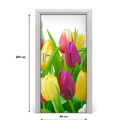 Papel de parede em porta Flores tulipas