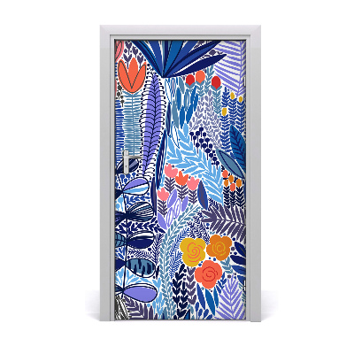 Autocolante para porta Flores tropicais