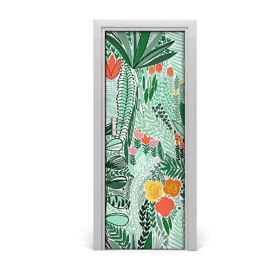 Adesivo em porta Flores tropicais