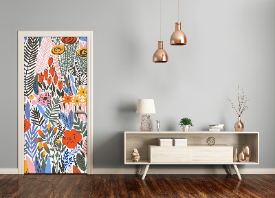 Papel de parede em porta Flores tropicais