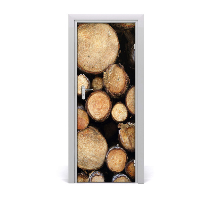 Papel de parede em porta Toras de madeira