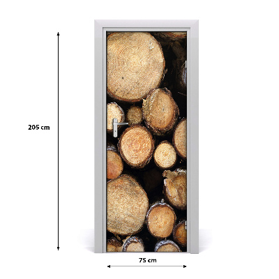 Papel de parede em porta Toras de madeira
