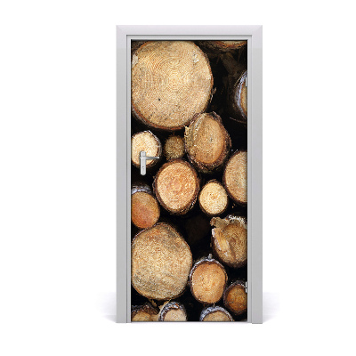 Papel de parede em porta Toras de madeira