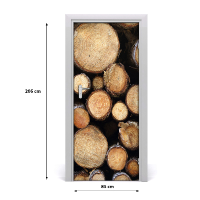 Papel de parede em porta Toras de madeira