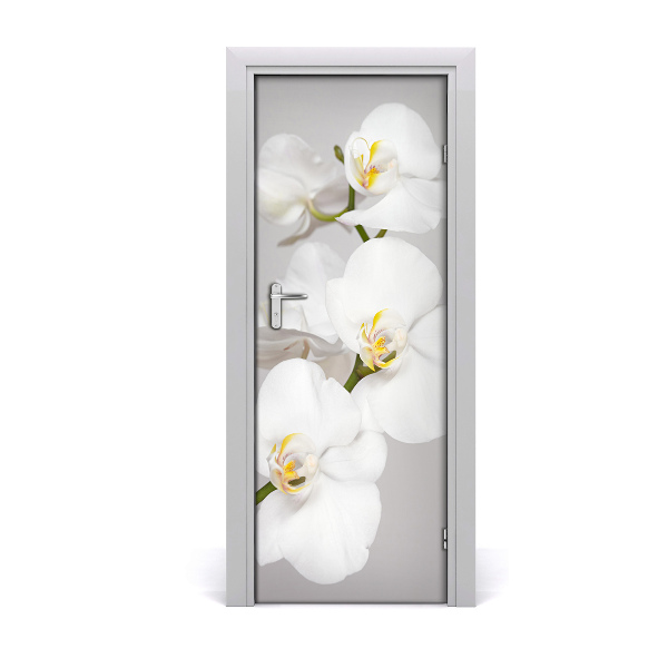 Adesivo em porta orquídea branca