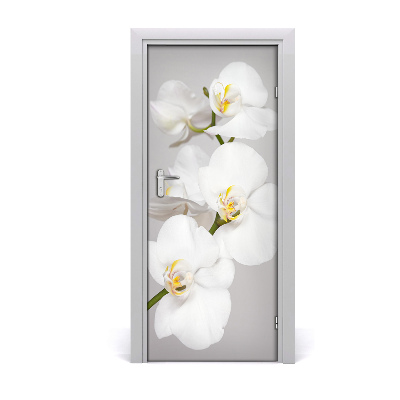 Adesivo em porta orquídea branca
