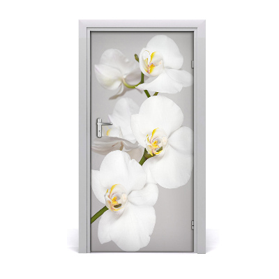 Adesivo em porta orquídea branca