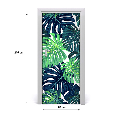 Papel de parede em porta Folhas tropicais