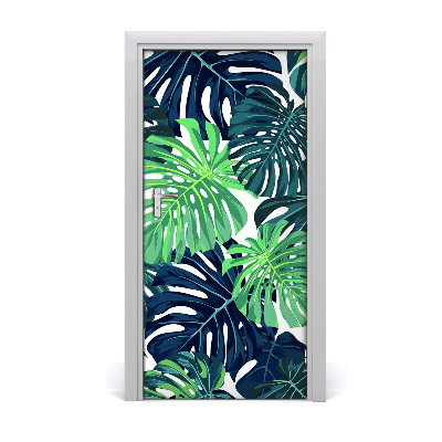 Papel de parede em porta Folhas tropicais
