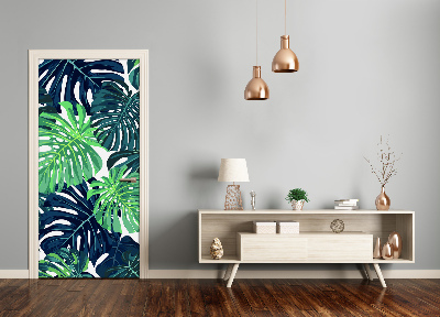 Papel de parede em porta Folhas tropicais