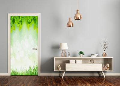 Papel de parede em porta Folhas e grama