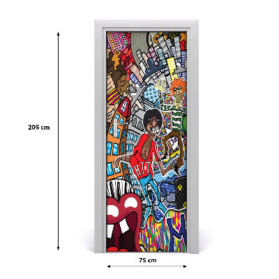 Adesivo em porta Colagem musical