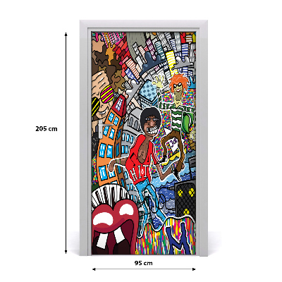 Adesivo em porta Colagem musical