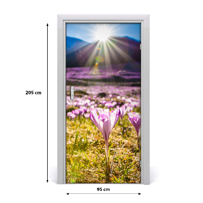 Autocolante para porta Açafrões nas montanhas