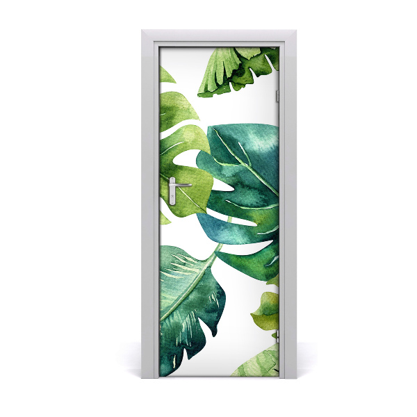 Papel de parede em porta Folhas tropicais