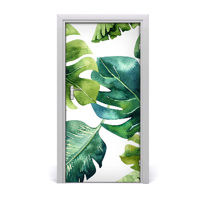 Papel de parede em porta Folhas tropicais