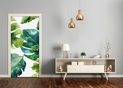 Papel de parede em porta Folhas tropicais