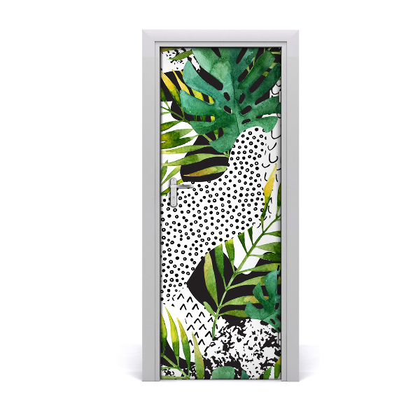Papel de parede em porta Folhas tropicais