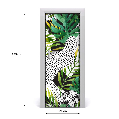 Papel de parede em porta Folhas tropicais