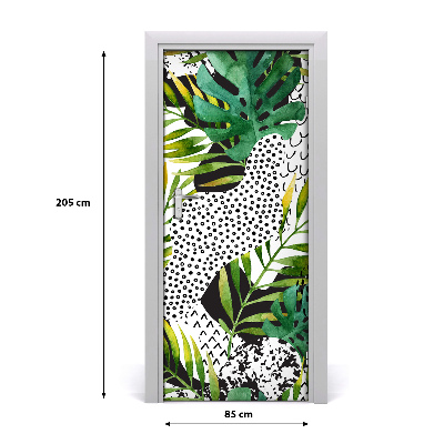 Papel de parede em porta Folhas tropicais