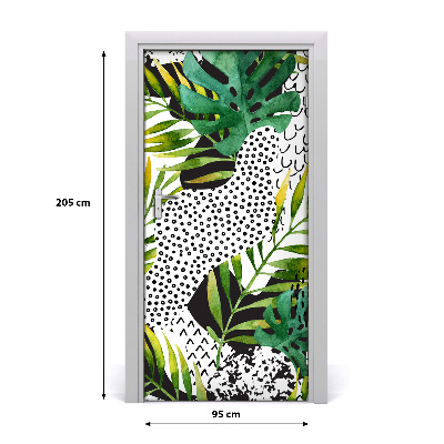 Papel de parede em porta Folhas tropicais