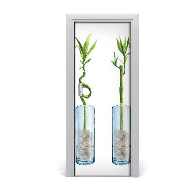 Papel de parede em porta Bambu