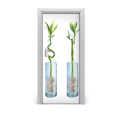 Papel de parede em porta Bambu