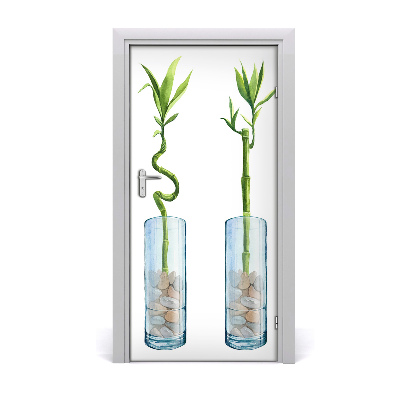 Papel de parede em porta Bambu