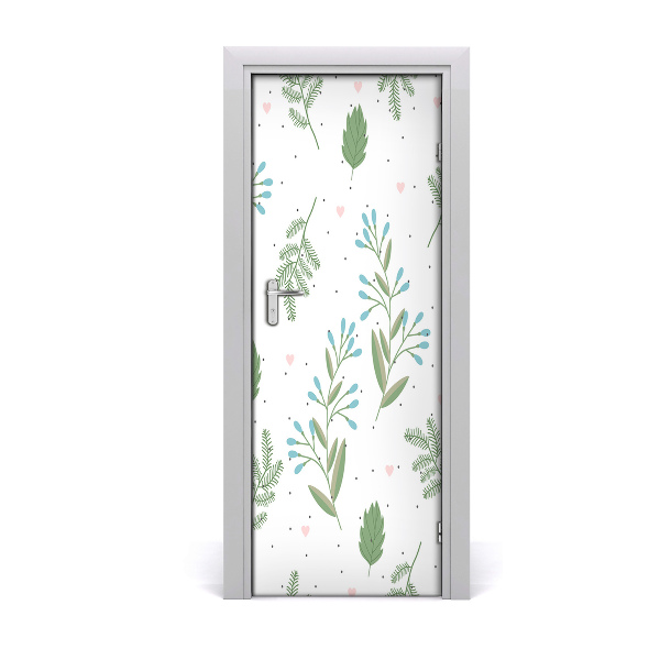 Autocolante para porta Folhas e corações