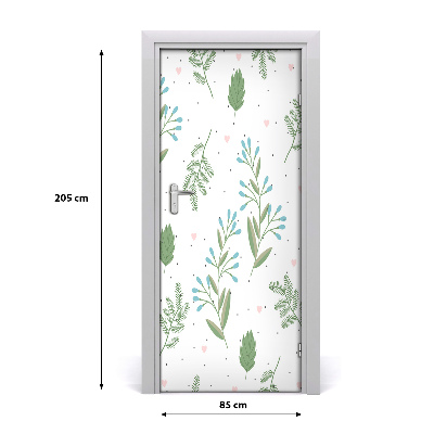 Autocolante para porta Folhas e corações