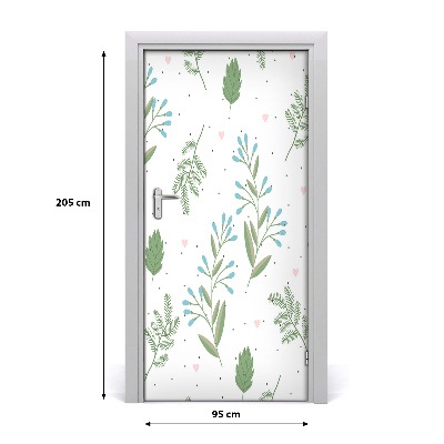 Autocolante para porta Folhas e corações