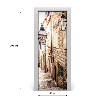 Papel de parede em porta Rua da Cidade Velha