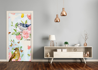 Adesivo em porta Borboletas e flores