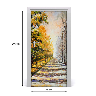 Autocolante para porta Inverno e outono