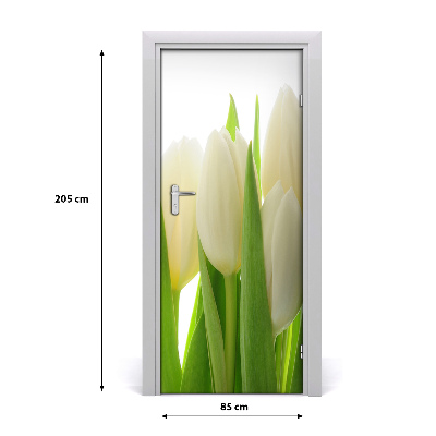 Autocolante para porta Tulipas brancas