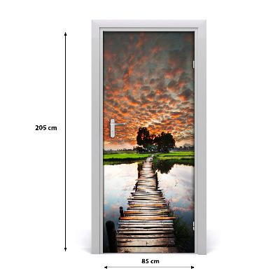 Papel de parede em porta Ponte de madeira