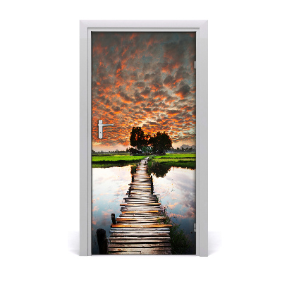 Papel de parede em porta Ponte de madeira