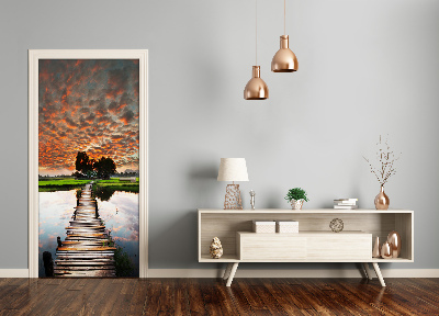 Papel de parede em porta Ponte de madeira