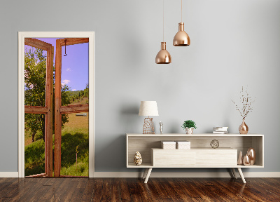 Adesivo em porta A paisagem fora da janela