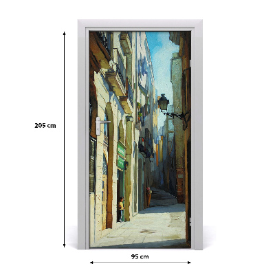 Papel de parede em porta Ruas de Barcelona